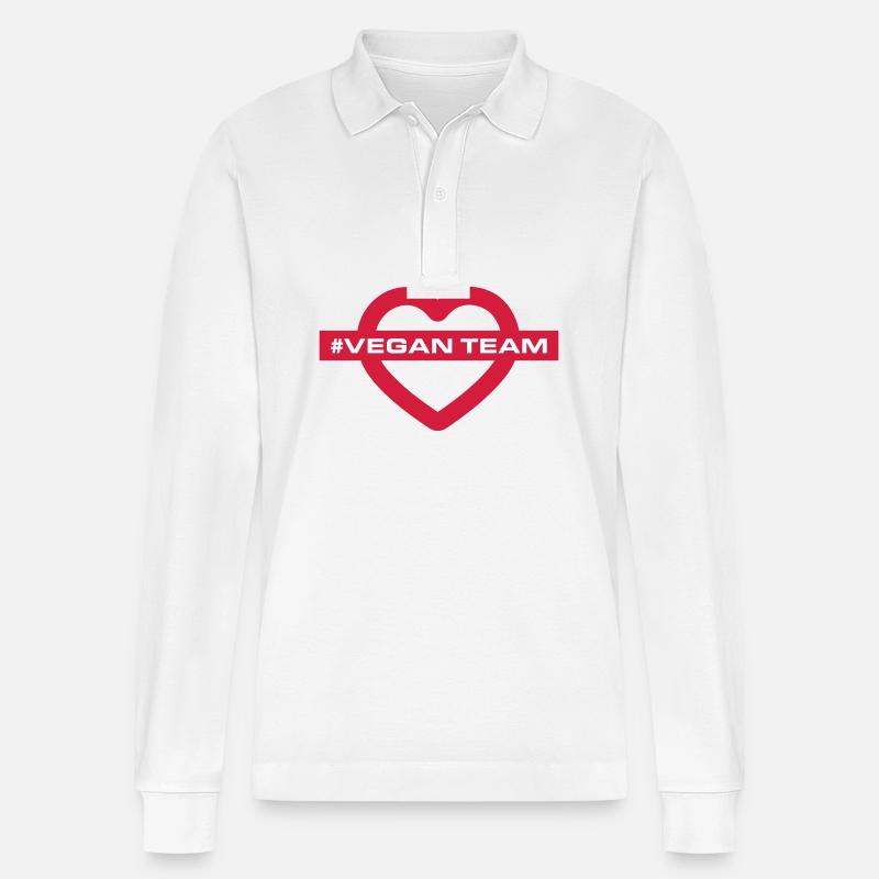 Vegan Team Herz - Stanley/Stella Unisex Bio-Langarm-Poloshirt Prepster - Weiß