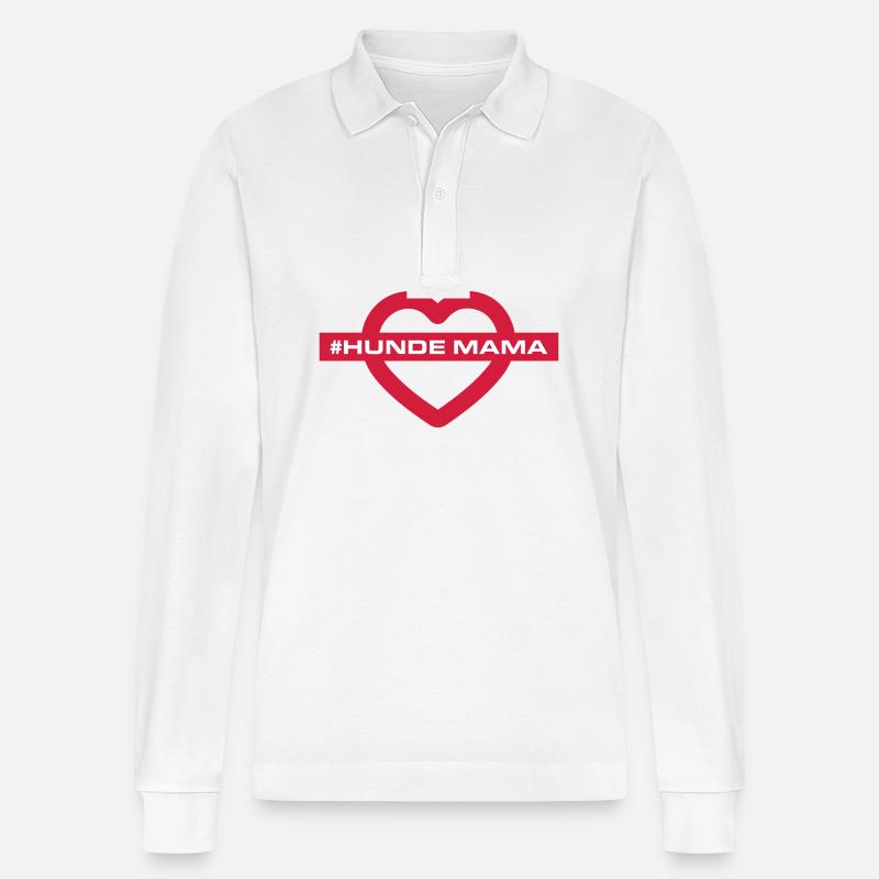 Hunde Mama - Stanley/Stella Unisex Bio-Langarm-Poloshirt Prepster - Weiß