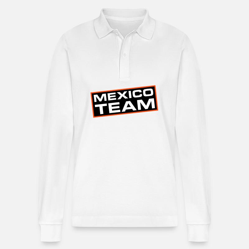 Mexiko Team - Stanley/Stella Unisex Bio-Langarm-Poloshirt Prepster - Weiß