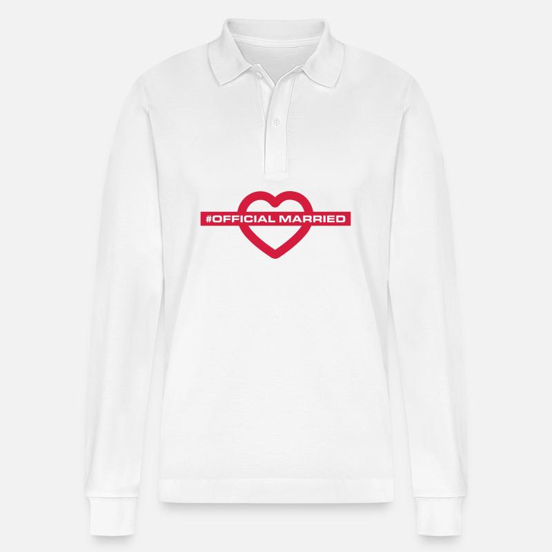 Coeur de mariage marié - Polo à manches longues bio PREPSTER Stanley/Stella Unisexe - blanc