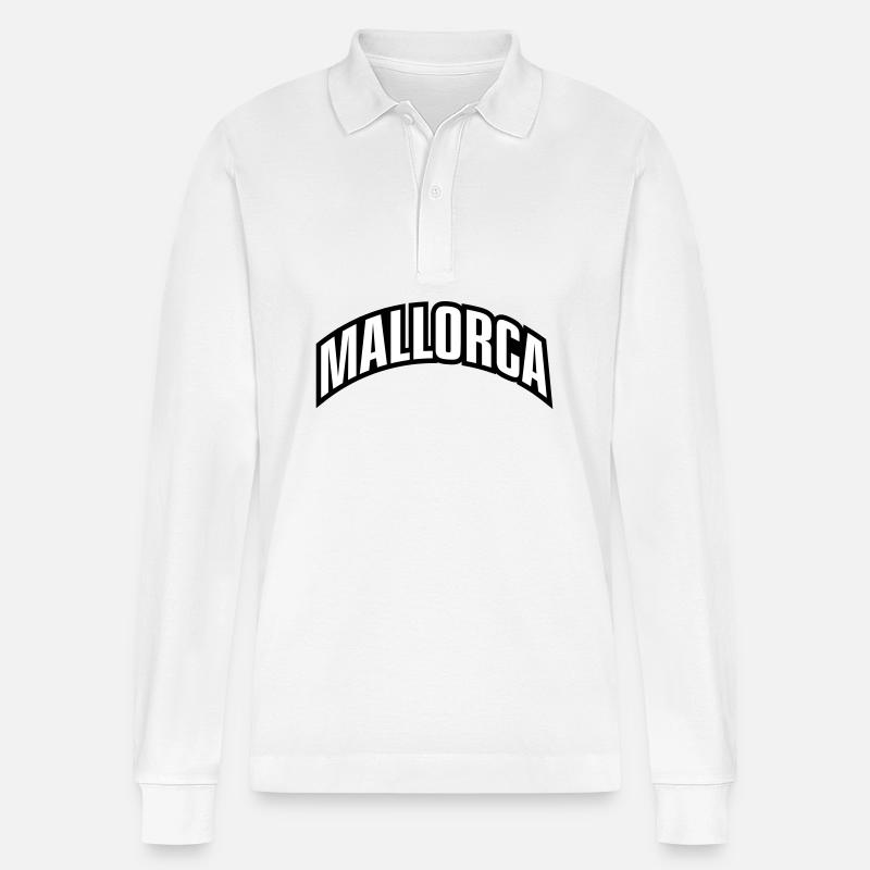 Mallorca Schrift - Stanley/Stella Unisex Bio-Langarm-Poloshirt Prepster - Weiß