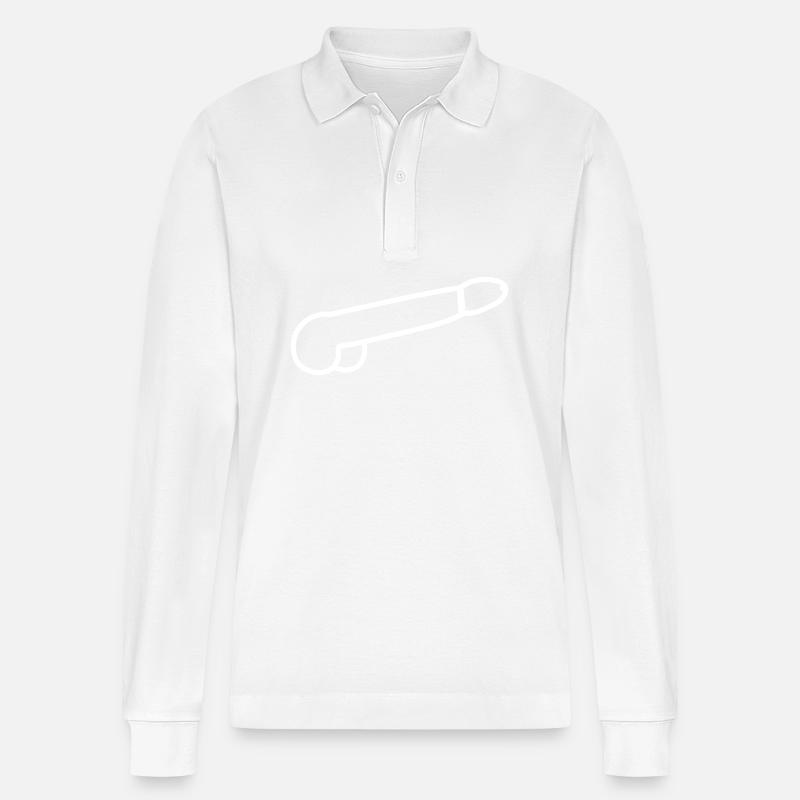Penis Silhouette - Stanley/Stella Unisex Bio-Langarm-Poloshirt Prepster - Weiß