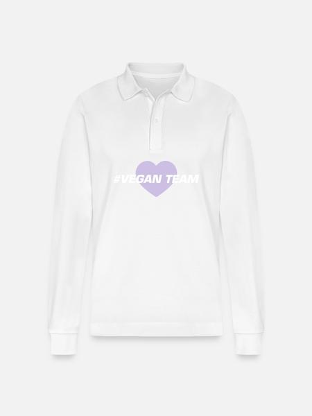 Vegan Team Heart - Stanley/Stella Organic Unisex Long-Sleeved Polo Shirt Prepster - white