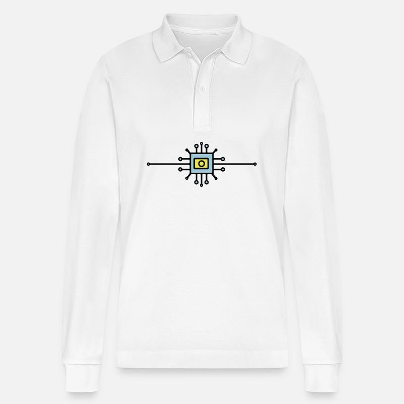 Computer Chip Digital Sensor - Stanley/Stella Organic Unisex Long-Sleeved Polo Shirt Prepster - white