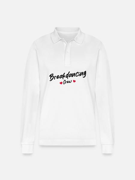 Breakdancing Crew Herz - Stanley/Stella Unisex Bio-Langarm-Poloshirt Prepster - Weiß