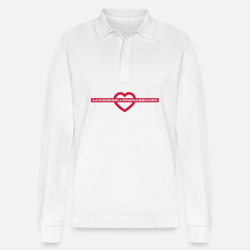 Junggesellinnenabschied Herz - Stanley/Stella Unisex Bio-Langarm-Poloshirt Prepster - Weiß