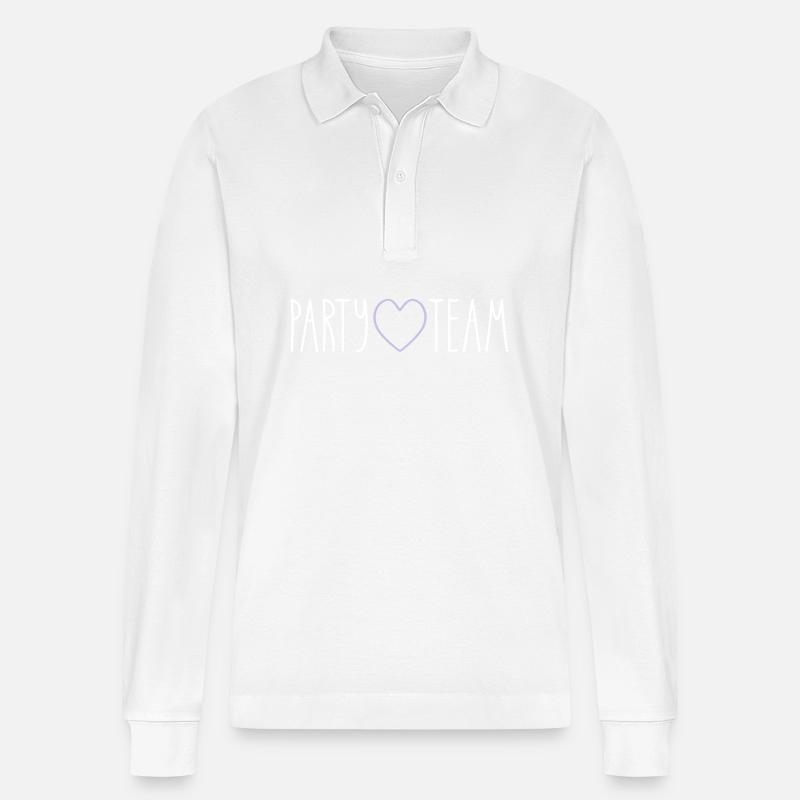 Party Team Herz - Stanley/Stella Unisex Bio-Langarm-Poloshirt Prepster - Weiß