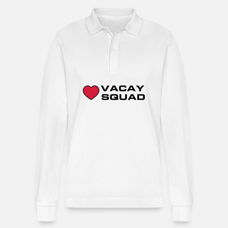 Vacay Squad - Stanley/Stella Unisex Bio-Langarm-Poloshirt Prepster - Weiß