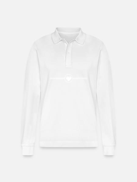 Heart icon line - Stanley/Stella Organic Unisex Long-Sleeved Polo Shirt Prepster - white