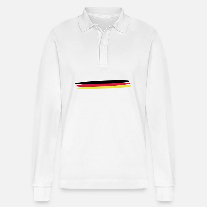 Deutschland Flagge - Stanley/Stella Unisex Bio-Langarm-Poloshirt Prepster - Weiß