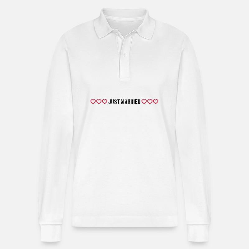 Just Married Hochzeit herzchen - Stanley/Stella Unisex Bio-Langarm-Poloshirt Prepster - Weiß