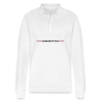 bachelorette team herzchen - Stanley/Stella Unisex Bio-Langarm-Poloshirt Prepster - Weiß - Vorne - Anna (173cm) & Nico (186cm)