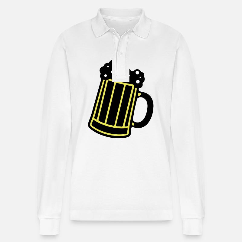 Bierkrug Bier Symbol Prost - Stanley/Stella Unisex Bio-Langarm-Poloshirt Prepster - Weiß