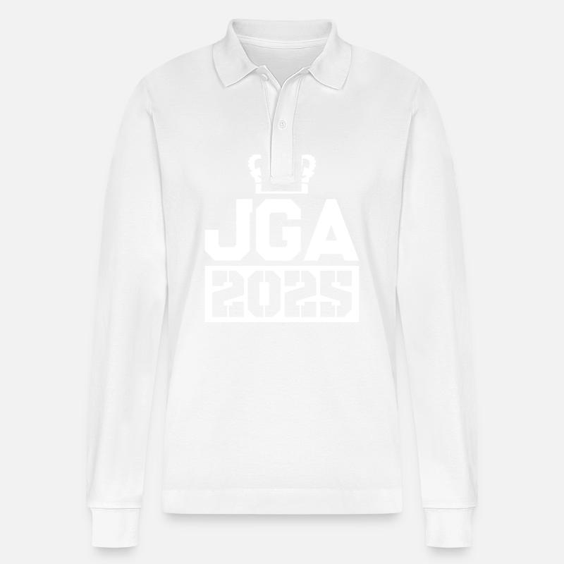 Jga 2025 Junggesellenabschied - Stanley/Stella Unisex Bio-Langarm-Poloshirt Prepster - Weiß