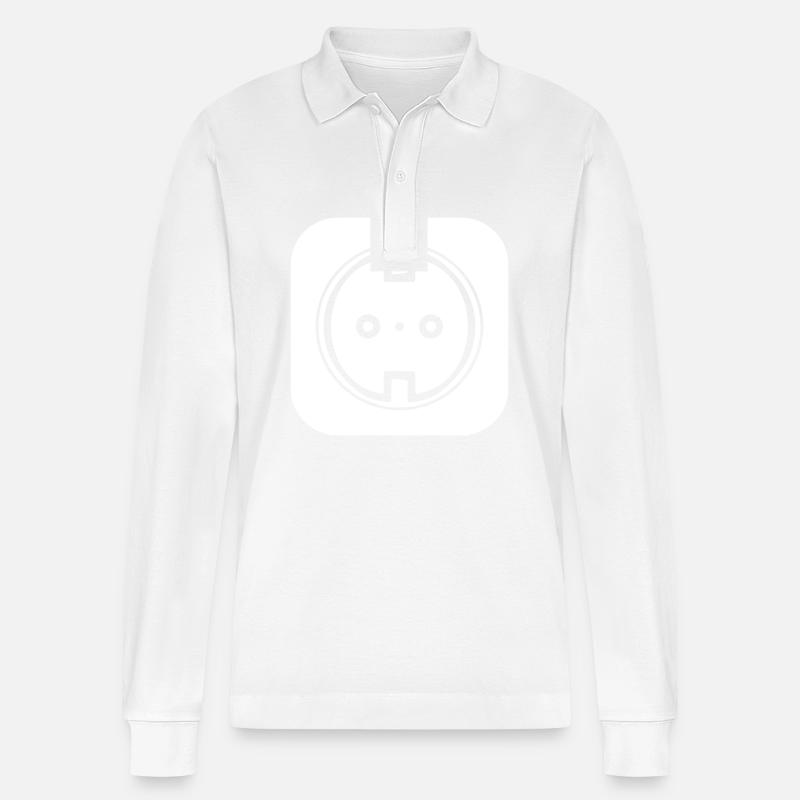 Steckdose Icon Elektriker - Stanley/Stella Unisex Bio-Langarm-Poloshirt Prepster - Weiß
