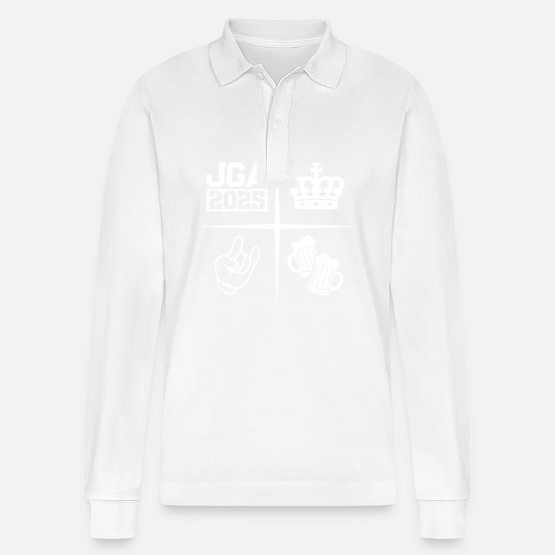 Jga 2025 Junggesellenabschied Bier - Stanley/Stella Unisex Bio-Langarm-Poloshirt Prepster - Weiß
