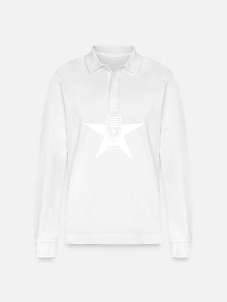 Microphone Symbol Podcast - Stanley/Stella Organic Unisex Long-Sleeved Polo Shirt Prepster - white