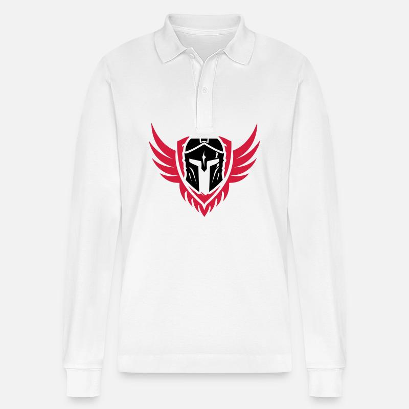 Symbole du casque Spartan - Polo à manches longues bio PREPSTER Stanley/Stella Unisexe - blanc