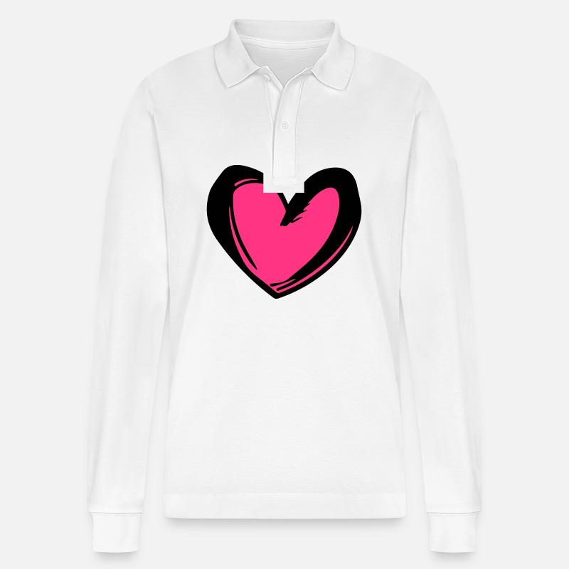 Herz Symbol Illustration - Stanley/Stella Unisex Bio-Langarm-Poloshirt Prepster - Weiß