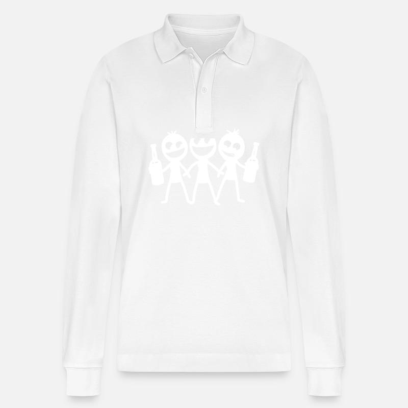 Strichmännchen Junggesellenabschied - Stanley/Stella Unisex Bio-Langarm-Poloshirt Prepster - Weiß