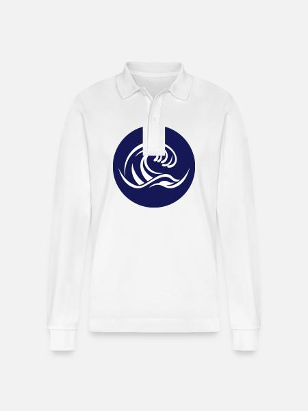 Wave Sea Symbol Water - Stanley/Stella Organic Unisex Long-Sleeved Polo Shirt Prepster - white