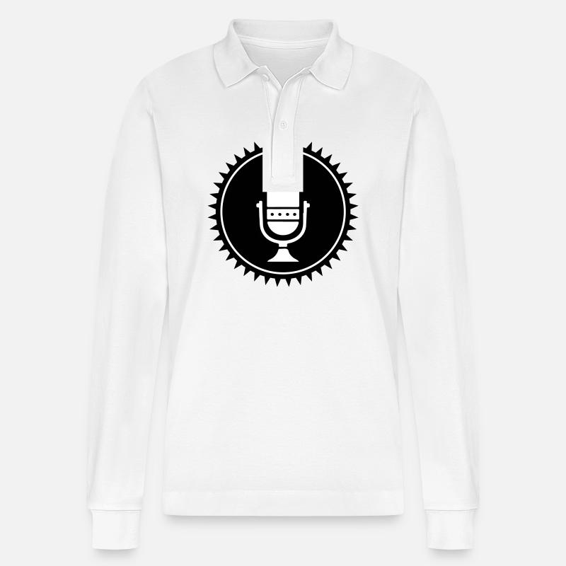 Icône de podcast du microphone - Polo à manches longues bio PREPSTER Stanley/Stella Unisexe - blanc