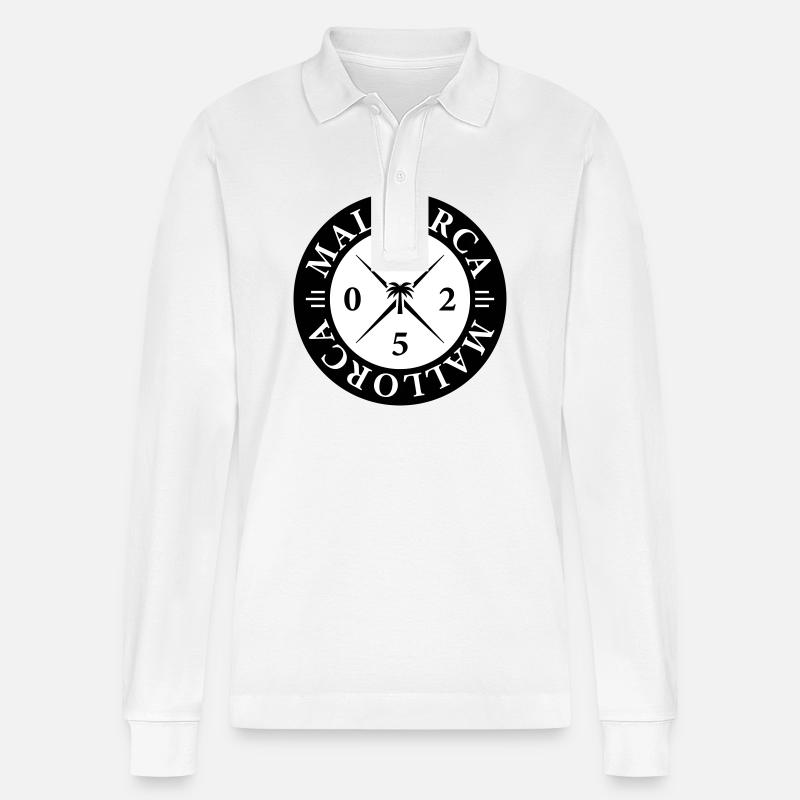 Mallorca 2025 - Stanley/Stella Unisex Bio-Langarm-Poloshirt Prepster - Weiß