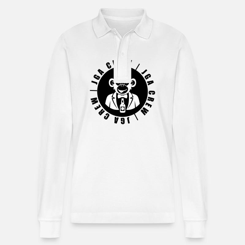 JGA Crew Affe - Stanley/Stella Unisex Bio-Langarm-Poloshirt Prepster - Weiß