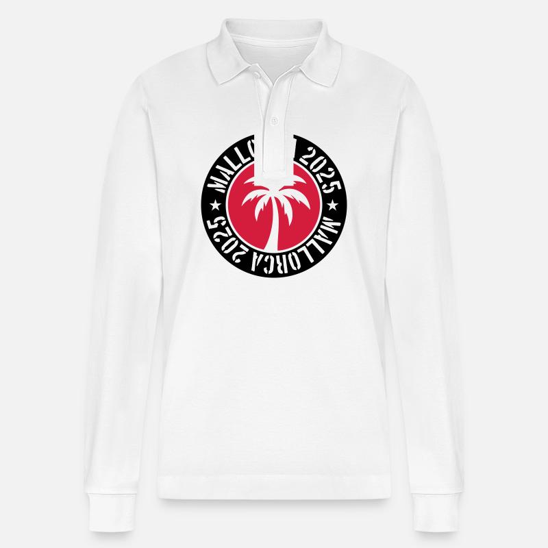 Mallorca 2025 - Stanley/Stella Unisex Bio-Langarm-Poloshirt Prepster - Weiß