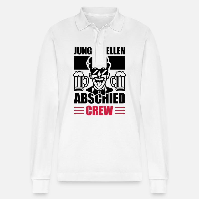 Junggesellen Abschied Crew - Stanley/Stella Unisex Bio-Langarm-Poloshirt Prepster - Weiß