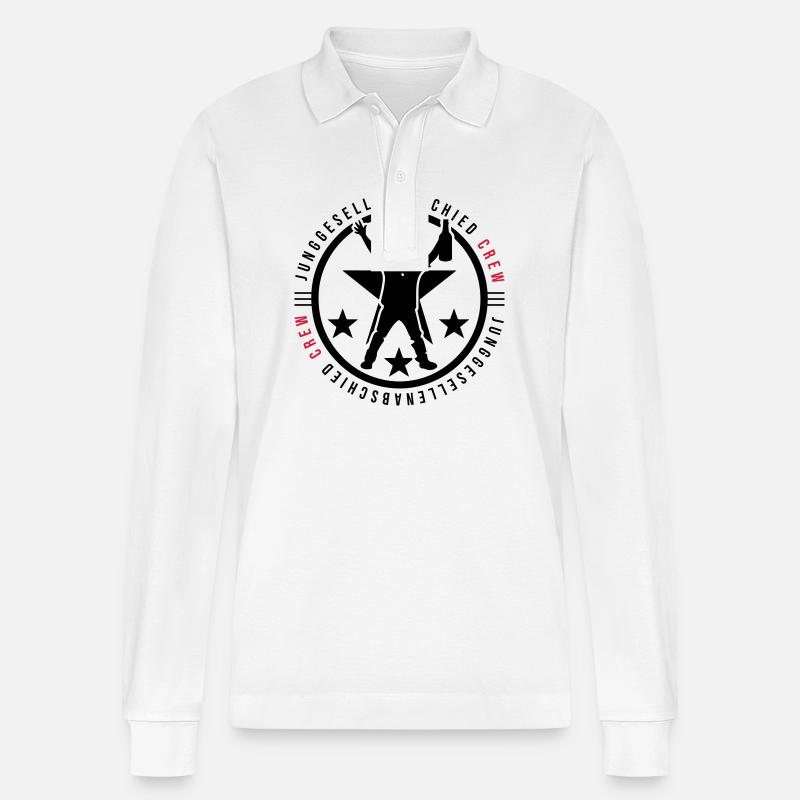 Junggesellen Abschied Crew - Stanley/Stella Unisex Bio-Langarm-Poloshirt Prepster - Weiß
