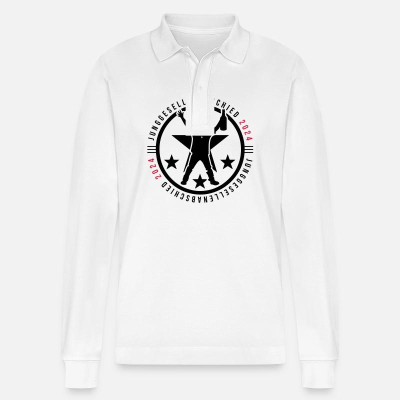 Junggesellen Abschied 2024 - Stanley/Stella Unisex Bio-Langarm-Poloshirt Prepster - Weiß