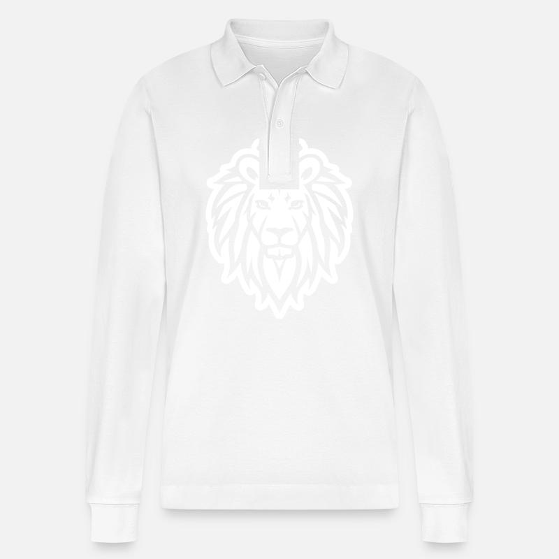 Löwe Krone Logo - Stanley/Stella Unisex Bio-Langarm-Poloshirt Prepster - Weiß