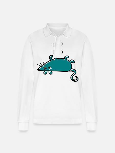 A dead mouse - Stanley/Stella Organic Unisex Long-Sleeved Polo Shirt Prepster - white