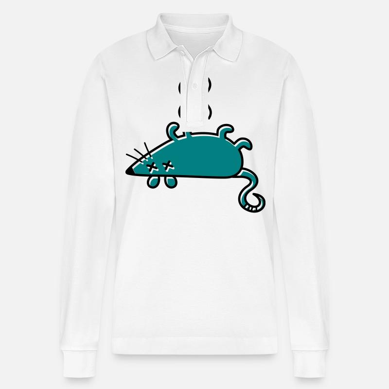 Eine tote Maus - Stanley/Stella Unisex Bio-Langarm-Poloshirt Prepster - Weiß