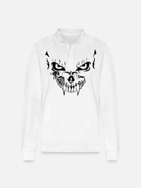Creepy vector grimace - Stanley/Stella Organic Unisex Long-Sleeved Polo Shirt Prepster - white