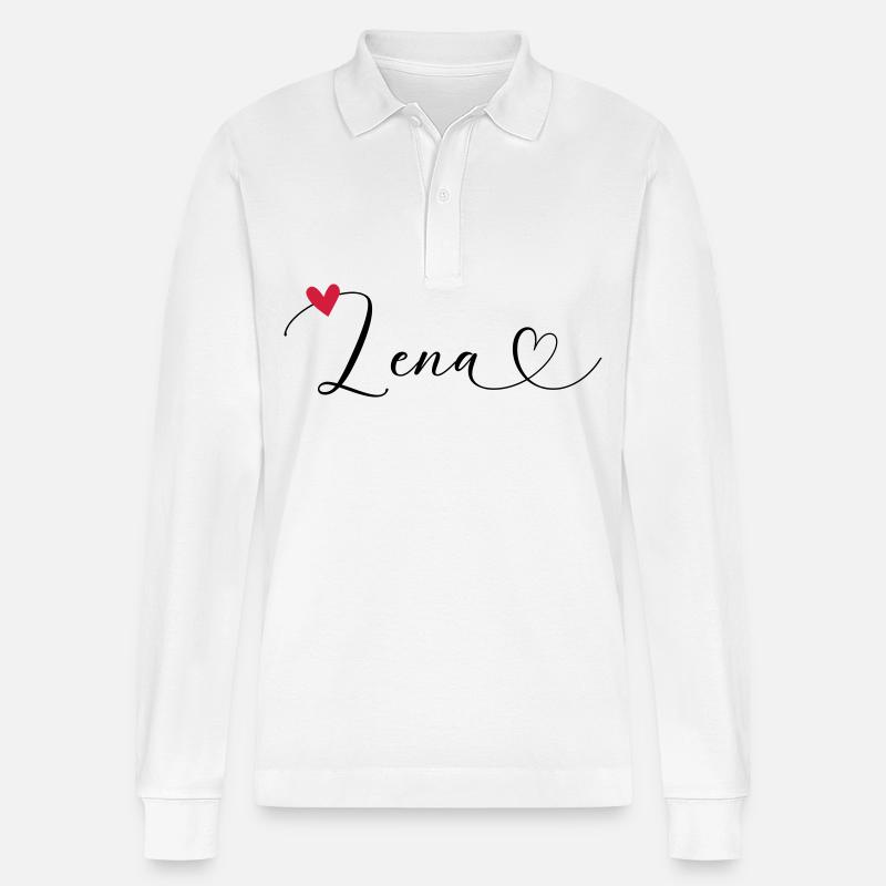 Lena Nom Prénom Calligraphie Coeur - Polo à manches longues bio PREPSTER Stanley/Stella Unisexe - blanc