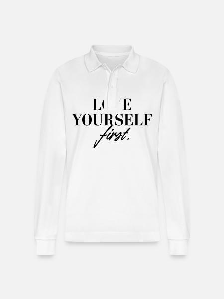 Love yourself first - Stanley/Stella Organic Unisex Long-Sleeved Polo Shirt Prepster - white