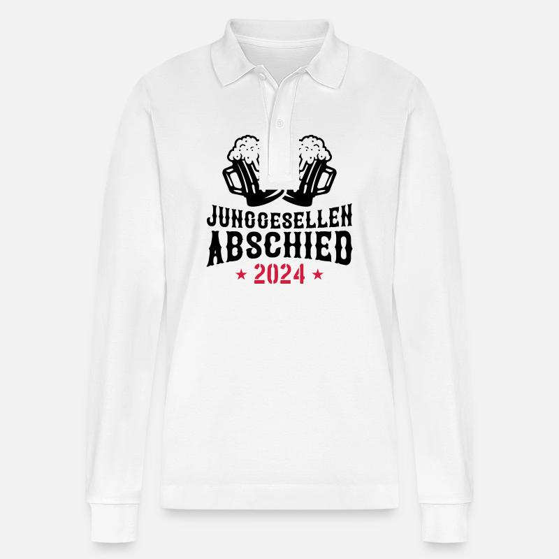 Junggesellen Abschied 2024 - Stanley/Stella Unisex Bio-Langarm-Poloshirt Prepster - Weiß