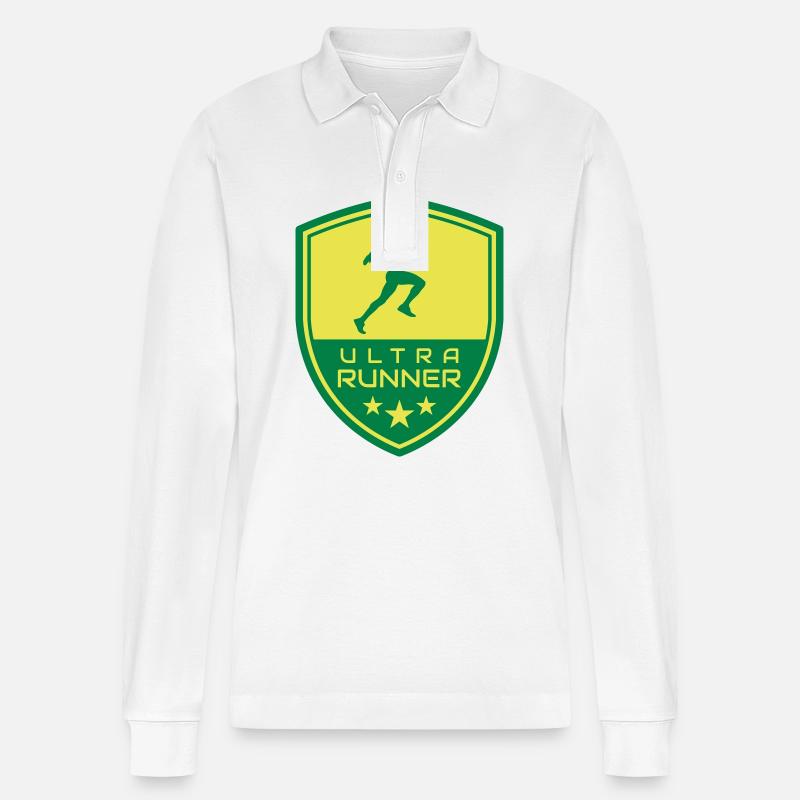 ULTRA RUNNER LOGO - Stanley/Stella Unisex Bio-Langarm-Poloshirt Prepster - Weiß