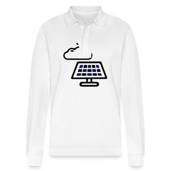 Solar Energie Panele - Stanley/Stella Unisex Bio-Langarm-Poloshirt Prepster - Weiß - Vorne - Anna (173cm) & Nico (186cm)