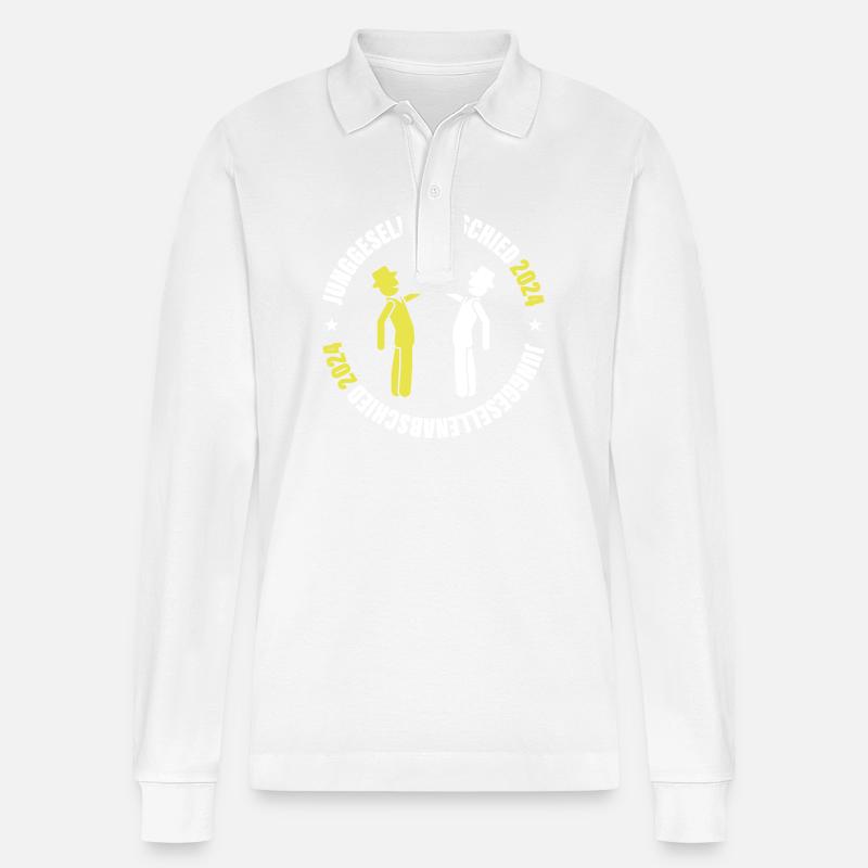 Junggesellenabschied 2024 - Stanley/Stella Unisex Bio-Langarm-Poloshirt Prepster - Weiß