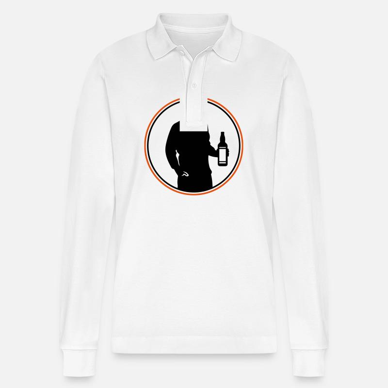 Icône de silhouette de buveur - Polo à manches longues bio PREPSTER Stanley/Stella Unisexe - blanc