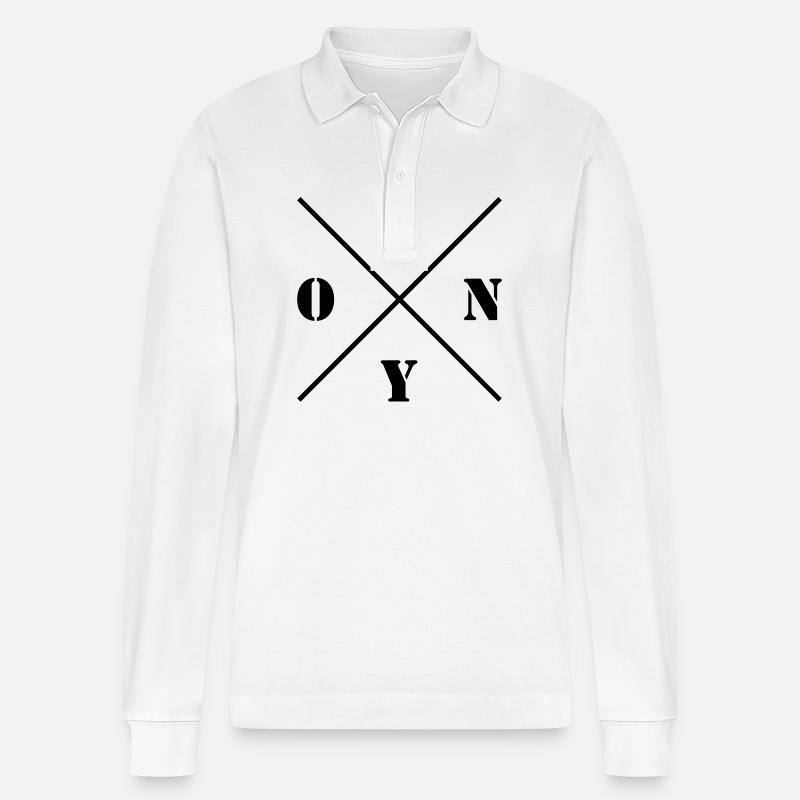 Pony Logo - Stanley/Stella Unisex Bio-Langarm-Poloshirt Prepster - Weiß