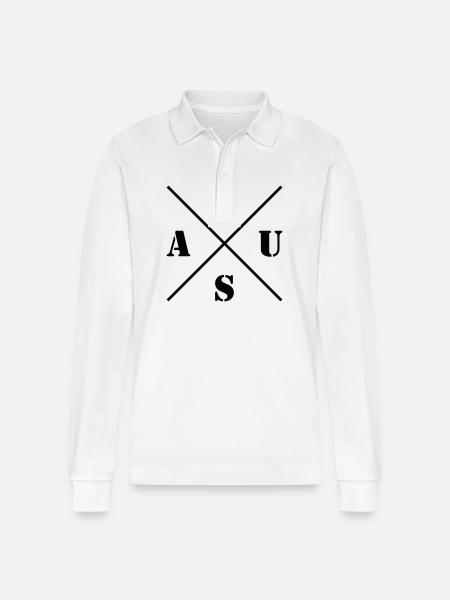 Mouse Logo - Stanley/Stella Organic Unisex Long-Sleeved Polo Shirt Prepster - white
