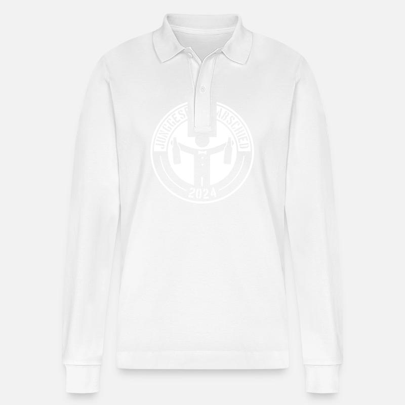 Junggesellenabschied 2024 - Stanley/Stella Unisex Bio-Langarm-Poloshirt Prepster - Weiß