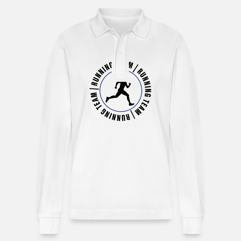 Running Team Marathon Mann - Stanley/Stella Unisex Bio-Langarm-Poloshirt Prepster - Weiß