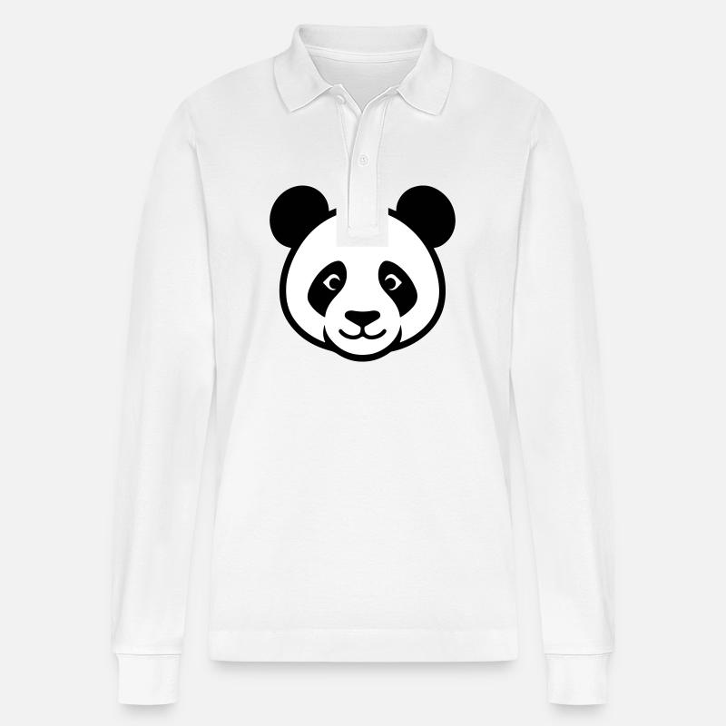 Panda Kopf - Stanley/Stella Unisex Bio-Langarm-Poloshirt Prepster - Weiß