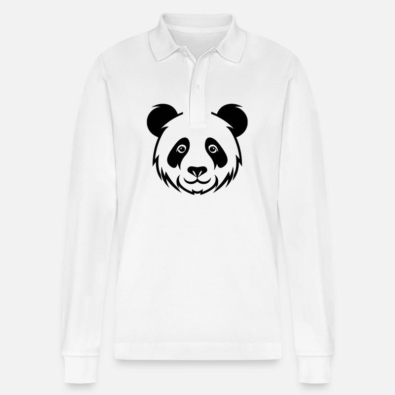 Panda Kopf - Stanley/Stella Unisex Bio-Langarm-Poloshirt Prepster - Weiß