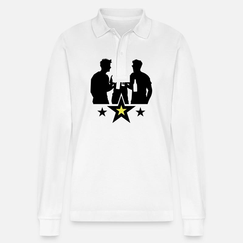Team Bier Mannschaft - Stanley/Stella Unisex Bio-Langarm-Poloshirt Prepster - Weiß